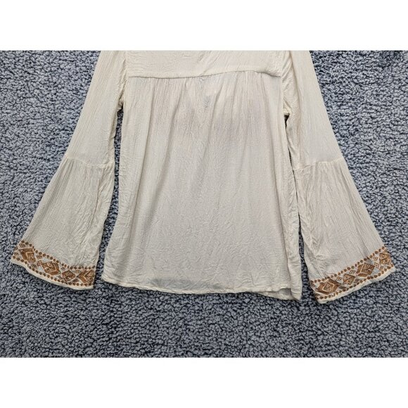 Billabong Boho Blouse Size S Fairy Cottagecore Peasant Western Bell Sleeve Cream - Picture 9 of 13